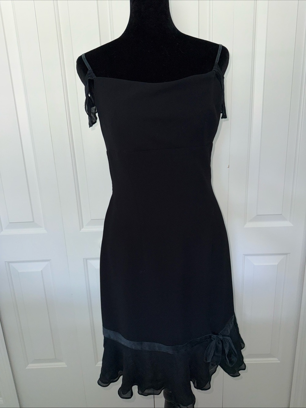 Vintage Black Nine West Slip Dress with Ruffle Hem size 2